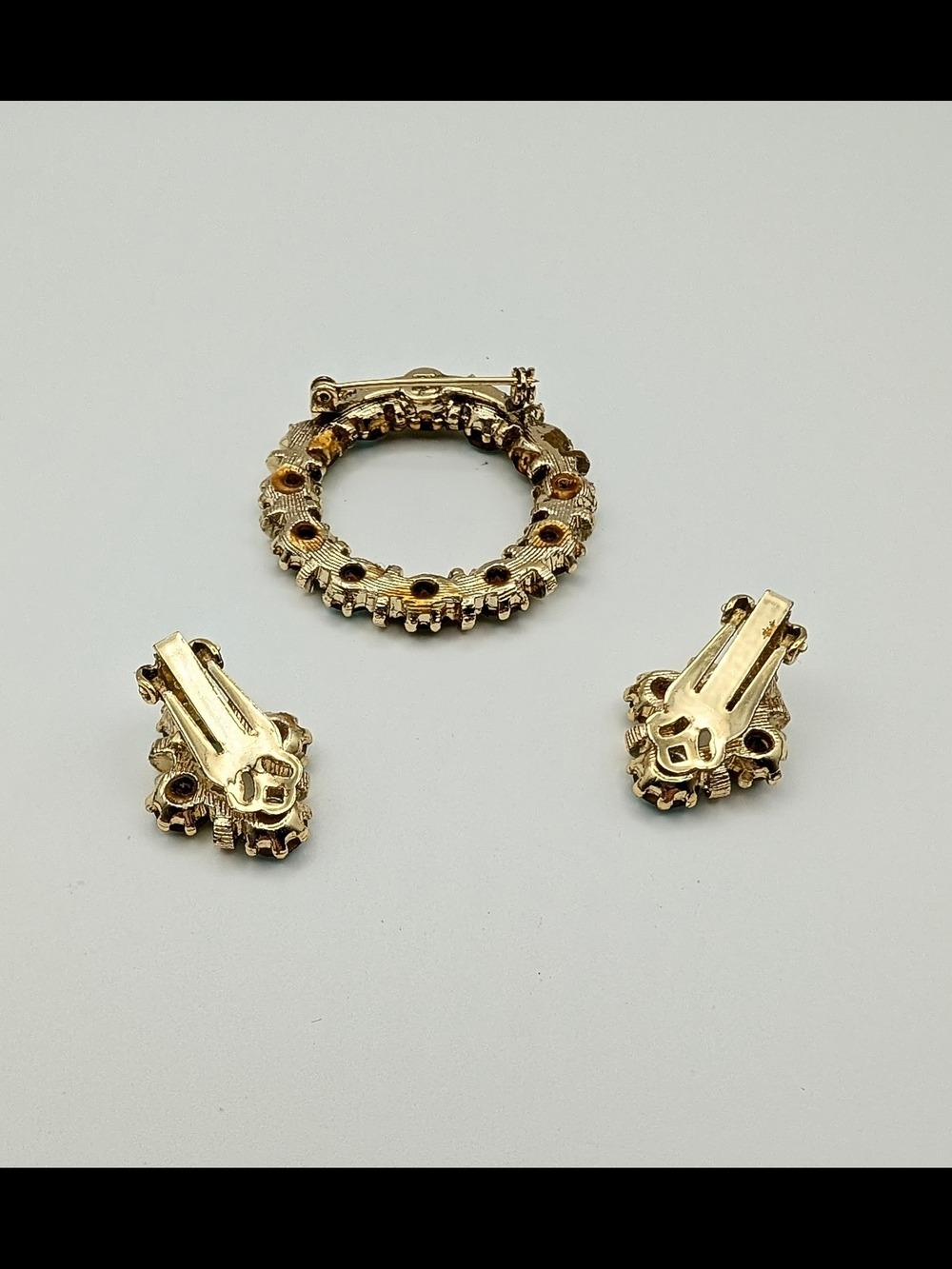 Vintage 1950s Crystal Brooch Earrings Set - Picture 7 of 7